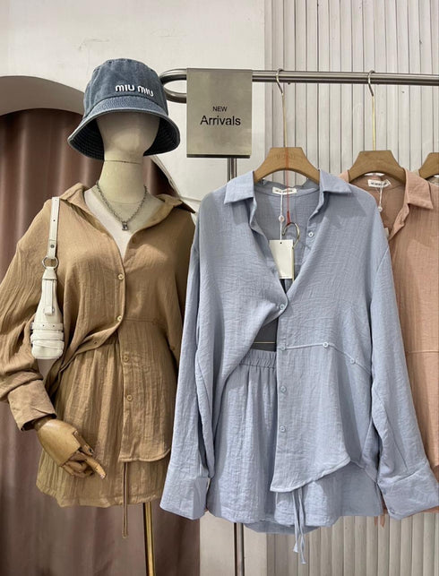 MATINEE Spring Collar Down Stylish Shirt With Skirt Sets